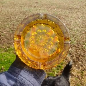 1970's Anchor Hocking Fairfield Starburst Ashtray in the shade Amber